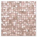BeNice Fliesen Küche Fliesenaufkleber Bad,Selbstklebende Fliesen Mosaik Fliesen Metall Kleine Fliesen (5 Matten Rosa Gold/Braun)