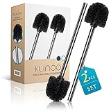 KLINOO Premium Set Toilettenbürste schwarz Bürstenkopf mit Edelstahl Griff WC Bürste rostfreie Klobürste - Ersatztoilettenbürste - Ersatzklobürste (2 Bürsten)