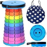 Einfacher Hocker, zusammenklappbar, tragbar, einziehbar, Teleskop-Hocker, Belastung 150 kg, Camping-Klappsitz für Reisen, Angeln, Garten (Regenbogen)