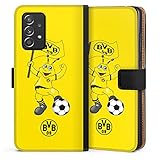 DeinDesign Klapphülle kompatibel mit Samsung Galaxy A52s 5G Handyhülle aus Kunst Leder schwarz Flip Case Borussia Dortmund Biene BVB