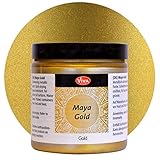 Viva Decor®️ Maya Gold (Gold, 250 ml) glänzende Metallic Farben zum Basteln - Acrylfarben Gold Metallic für Holz, Pappe, Beton, Papier, Leinwand uvm. - Made in Germany