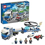 LEGO 60244 City Polizeihubschrauber-Transport, Bauset mit LKW, Quad und Motorrad, Polizei Spielzeug