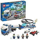 LEGO 60244 City Polizeihubschrauber-Transport, Bauset mit LKW, Quad und Motorrad, Polizei Spielzeug