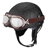 GHHTHEN Motorrad Halbhelm, Retro Pilot und Chopper Prince Motorradhelm für Cruiser ECE Zertifizierung Helm Halbgesicht mit Geschenkbrille B,S