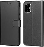 AURSTORE Handyhülle für Samsung Galaxy A51 Hülle, Premium PU Leder Schutzhülle Abdeckung, Magnetverschluss,Tasche Leder Flip Case Brieftasche Etui für (Samsung A51, Schwarz Book)