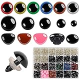 Buylorco 580 STK. Farbig Puppenaugen und -Nasen Sicherheitsaugen Teddyaugen Bastelaugen aus Plastik, für Amigurumi, Puppe, Plüschtier, Teddybär, Basteln (Ø 6～14mm)