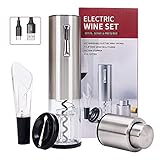 CIRCLE JOY Elektrischer Weinöffner Set, Automatischer Korkenzieher, Wiederaufladbarer Weinflaschenöffner, Weinöffner Geschenk-Set mit Folienschneider, Vakuum Weinstopfen und Belüfter Ausgieß