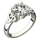 UPCO Jewellery Damen Sterling Silber keltischer Dreieinigkeitsknoten Ring, großer Zirkonia Stein - Größe 10