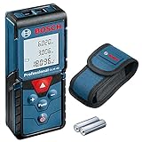 Bosch Professional Laser Entfernungsmesser GLM 40 (Flächen-/Volumenberechnung, max. Messbereich: 40 m, 2x 1,5-V Batterien, Schutztasche), B