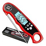 LIVIKEY Digitales Fleischthermometer zum Kochen, wasserdicht, digitales Fleischthermometer mit Hintergrundbeleuchtung, Magnet und faltbarer Sonde für Tiefe, Backen, Grillen, Kochen im F