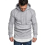 Freenfitmall Herren Pullover Kapuzenpullover Sweatshirts Plaid Jacquard Langarm Casual Kapuzenpullover Pullover Leicht, hellgrau, L