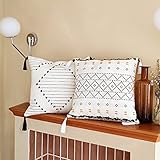 2er Set Boho Kissenbezug, Dekorative Kissenhülle mit Quaste Kissenbezüge Boho Style Getuftet Sofakissenbezug für Sofa Schlafzimmer Wohnzimmer Auto 45x45