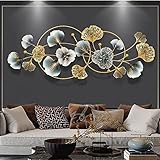 DFWER Wanddeko Metall Ginkgo Leaf Wanddekoration Metall Skulptur Hintergrund Wand Deko Wohnzimmer S