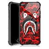 iPhone 8 Plus Hülle, Camo iPhone 7 Plus Hüllen mit 4 Ecken, stoßfester Schutz, weiches Silikon TPU Bumper und hartem PC Muster Back Case für Apple iPhone 7/8 Plus - Red Shark