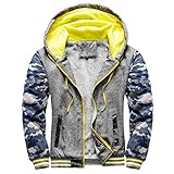 DRESCOKLJ Gefütterte StrickjackeHerren Kapuzenpullover mit Reißverschluss Winter Warm Kapuzenjacke und Tasche Hoodie Outdoorjacke Oversized Top Jacke Mantel Fleece-Innenseite Sweatjack