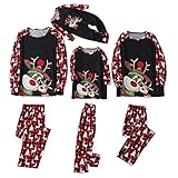 Passendes Familien-Pyjama-Set, Weihnachtspyjama, mit Weihnachtsbaum, Hirsch, Rentier, bedruckt, langärmliges T-Shirt und Unterteil, Loungewear, rot (a), 36