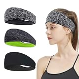 Sport Stirnbänder - 3 Stück Fitness Stirnbänder für Damen und Herren, 3 Farben Stück Anti Rutsch Elastische Wicking Haarband Set für Laufen, Atmungsakti Sport Kopftuch für Radfahren Yog