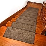 LTL 2Er Set Stufenmatten (65/75/80 X 24 cm), Mehrere Farben Hautfreundliches Material Treppenmatten Treppen rutschfest Selbstklebende Treppenteppich, Sicherheit Stufenteppich,Braun,75x24x3