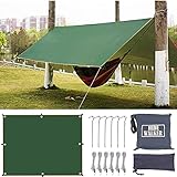Hiwalker 3X5 Tarp Ultraleicht Zeltplane Wasserdicht mit Ösen Kleines Packmaß Zeltunterlage Leicht Kompakt Sonnensegel Strand mit Uv Schutz Hängematte Camping Plane (grün, 3x5m)