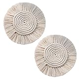 Kelisidunaec Handmade Makramee Untersetzer, 2pcs Bohemian Untersetzer Coasters Küche Tischset Rutschfest Tasse Matte Deko Wird In Küche,Schlafzimmer, Café Und Anderen Geschäftsräumen Verw