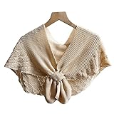 G-like Damen Umschlagtuch Schultertuch Halstuch – Frühling Sommer Herbst Nackenschutz Schal Umhang Cape Gestrickt Ausgehöhlt Prominenz Stil Häkelarbeit Dekorativ für Frauen Mädchen (Beige)