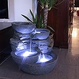 Arnusa Zimmerbrunnen mit LED Beleuchtung Innen und Außen Springbrunnen Gartenb