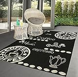 the carpet Mistra robuster Teppich, Flachgewebe, modernes Design, ideal für Küche und Esszimmer, Trendige Farben, besonders flach, auch für den Außenbereich, Coffee, Schwarz, 160 x 220