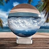 FJANS K9 Glaskugel Fotografie, 10CM Kristallkugel Lensball Wahrsagerkugel Schneekugel Fotokugel mit Ständer und Reinigungstuch und Samtbeutel, Crystal Ball für Büro Deko, Kamera Zubehö