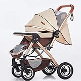 YXCKG Faltbarer und tragbarer Kinderwagenwagen Anti-Shock-Kinderwagen mit Aluminiumrahmen, 5-Punkt-Gurt und Hochleistungskorb vom Babyschale Kinderwagen für Kleinkinder (Color : Brown)
