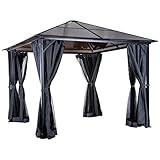 Outsunny Pavillon Gartenpavillon Partyzelt mit Seitenteilen PC Dach Alu 300x300x265