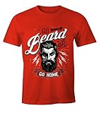 MoonWorks Herren T-Shirt - Go Beard or Go Home Bart Barber Shop Barbier Hipster Bartträger Mustache rot 3XL