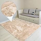 Hochflor Teppich wohnzimmerteppich Langflor 160 x 230 cm - Teppiche für Wohnzimmer flauschig Shaggy Schlafzimmer Bettvorleger Outdoor Carpet Beig