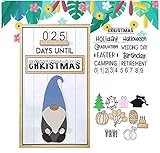 Austauschbarer ​gnome-Countdown-Kalender, Holz Austauschbarer Countdown Kalender,ganzjährige Events Countdown Svg, Veränderbarem Feiertagsschild Wohnkultur, Für Halloween Osterjub