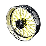 OneWheel Felgenaufkleber Motorrad passend für Supermoto Husqvarna 701 Design 6 | 17 Zoll | Vorder- und Hinterrad inkl. Farbiger Spokes (gelb)