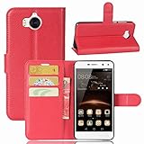 kompatibel für Huawei NOVA Young 4G LTE MYA-L11 / Y5 (2017) MYA-L03 L23 L02 L22 Abdeckung Fall Abdeckung Stand Buch Gel SILIKON Brieftasche Öko Leder Kartenfach Tür (Gold)