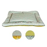 CarlCurt – bequemes Hundekissen mit schmutzabweisendem Leinenbezug & antibakterieller Schaumstoff-Füllung – 60 x 40 x 10 cm Hundebett mit Anti-Rutsch-Boden – waschbar & geruchsneutral (Blau-Grau)