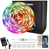 LED Streifen 10m 5050 RGB LED Strip mit 40K Fernbedienung & App Bluetooth Kontroller LED Lichtband mit 12V Netzteil für Party Schlafzimmer TV