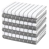 Gryeer 8er-Set Microfaser Geschirrtücher, weiche, super saugfähige und fussel freie Küchentücher, gestreift, 45 x 65 cm, Grau und Weiß