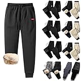 Azruma Herren Freizeithosen Sport verdickte Wärme Jogginghose Sherpa Gefüttert Winter Laufhose Kordelzug Fitness Sweathose Trainingshose Sportswear Sporthose Thermo Fleece Jogger Gold S