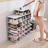 wantanshopping Schuhschrank Mehrschichtfreie Montageschuh Organizer Schuhständer Multifunktionales einfaches Schuhregal for 5 Paare Schuhe Home Decorations Schuhständer (Color : Light Grey)