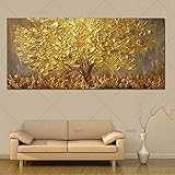 SUNNYWLH Wandbild Handgemalte Messer Gold Baum Ölgemälde Auf Leinwand Große Palette 3D Gemälde Für Wohnzimmer Moderne Abstrakte Wandkunst B