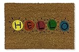 Koko Doormats Fußmatte für den Hauseingang EIN Fußabtreter für Drinnen und Draußen - rutschfeste Matte aus Natürlichen Kokosfasern mit Strapazierfähiger PVC-Basis (Hello)