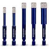 SEDION ® Fliesenbohrer Set 5tlg. 5, 6, 8, 10, 12 mm Sechskant E 6.3 - Bohrer zum Bohren von harte Fliesen - Diamantbohrer Set - Sedion Premium Qualität hochwertige Diamanten - Bohrer Feinsteinzeug
