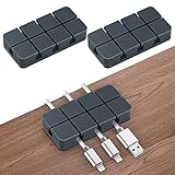 Dexus 2er Set Kabelhalter Kabelclips, Silikon Kabel Organizer Selbstklebend, Vielzwecke Kabelführung Set für Schreibtisch, Netzkabel, kabelschelle, USB Ladekabel, Büro (Grau)