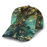 Gebogene Baseballkappe, 3D-Wald, riesiger Baum, Glühwürmchen, Wasserfall, verstellbar, Snapback, gebogene Krempe, Kappen, klassischer Papa-Hut, Trucker-Hüte für Männer und Frauen, schw