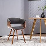 Mingone Armlehnen Retro Esszimmerstühle Stoff und Massivholz Beine Küchenstühle Büro Computer Stühle(Grau)
