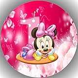 Fondant Tortenbild, Zuckerbild Essbares Foto für Torten, Tortenaufleger Ø 20cm - Minnie Maus Nr. AMA15