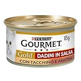 Purina, Gourmet Gold, Nassfutter für Katzen, Truthahn und Ente in Würfeln mit Sauce, 24 Dosen à 85 g