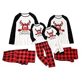 Uninevp Rentier Schlafanzug Familie Weihnachten Karierte Pyjama Set Kinder Familie Winter Weihnachtspyjamas Damen Herren Kinder Baby Weihnachts Familien Outfit Christmas Matching Pyj