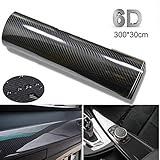 BangShou Autofolie Carbon Folie 6D Autofolie Vinyl Wrap DIY Auto Folie mit Luftkanäle Verdickt Dekorative 300 x 30cm (Schwarz 6D)